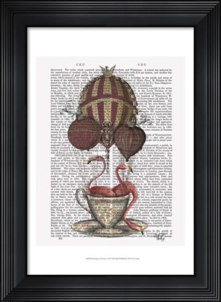 Framed Flamingos in Teacup Print