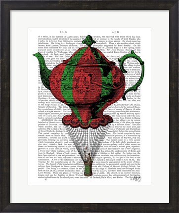 Framed Flying Teapot 2 Red and Green Print