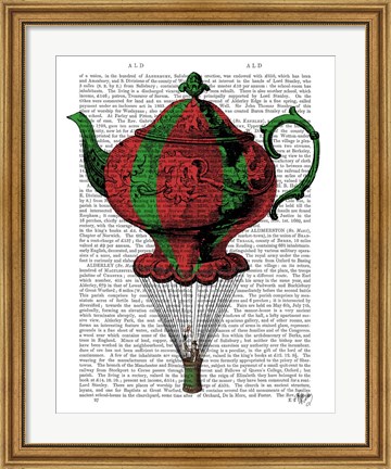 Framed Flying Teapot 2 Red and Green Print