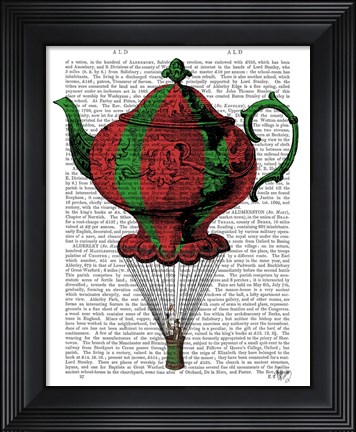 Framed Flying Teapot 2 Red and Green Print
