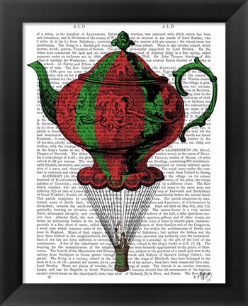 Framed Flying Teapot 2 Red and Green Print