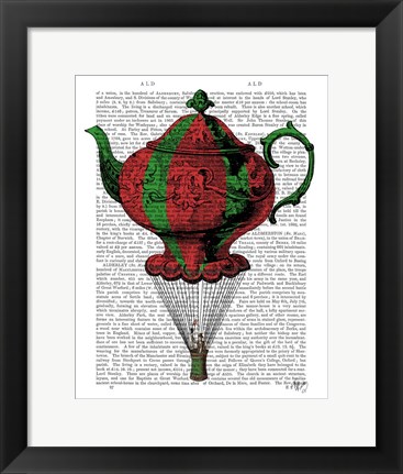 Framed Flying Teapot 2 Red and Green Print