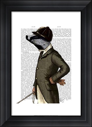 Framed Badger The Rider Portrait Print
