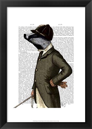 Framed Badger The Rider Portrait Print