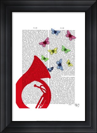 Framed Tuba with Butterflies Print