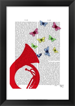 Framed Tuba with Butterflies Print