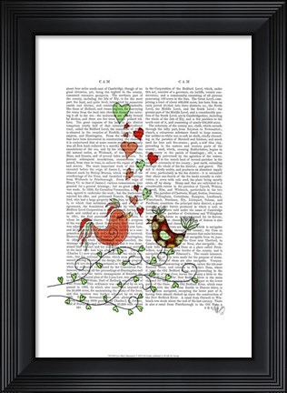Framed Love Birds Illustration Print