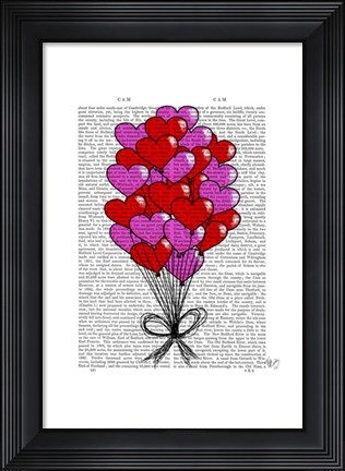 Framed Valentine Heart Balloon Illustration Print
