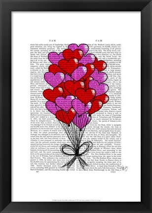 Framed Valentine Heart Balloon Illustration Print