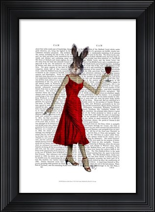 Framed Rabbit in Red Dress Print