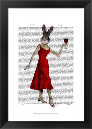 Framed Rabbit in Red Dress Print