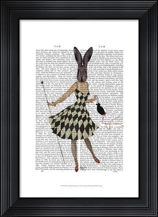 Framed Rabbit in Black White Dress Print