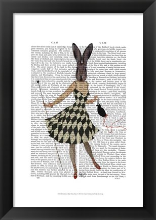 Framed Rabbit in Black White Dress Print