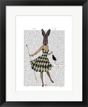 Framed Rabbit in Black White Dress Print