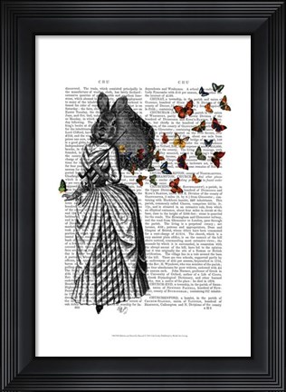Framed Rabbit and Butterfly Parasol Print