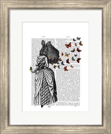 Framed Rabbit and Butterfly Parasol Print