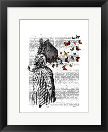 Framed Rabbit and Butterfly Parasol Print