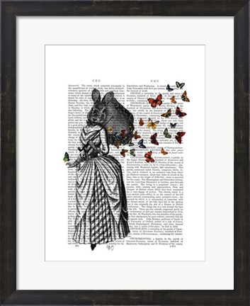 Framed Rabbit and Butterfly Parasol Print