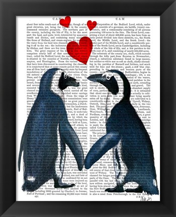 Framed Penguins With Love Hearts Print