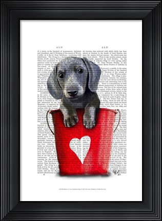 Framed Buckets of Love Dachshund Puppy Print