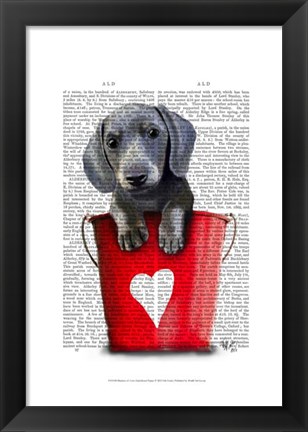 Framed Buckets of Love Dachshund Puppy Print