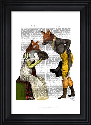 Framed Foxes Courting Print