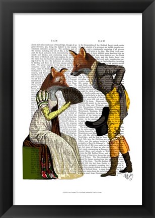 Framed Foxes Courting Print