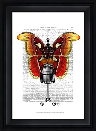 Framed Mannequin Red And Yellow Butterfly Print