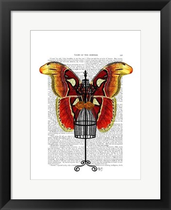 Framed Mannequin Red And Yellow Butterfly Print