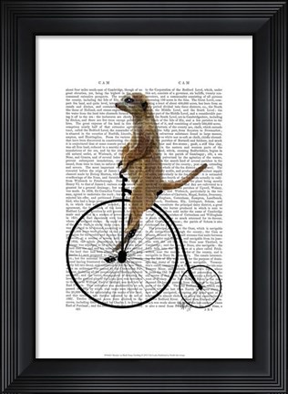 Framed Meerkat on Black Penny Farthing Print