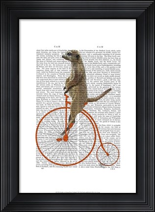 Framed Meerkat on Orange Penny Farthing Print