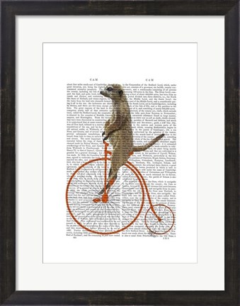 Framed Meerkat on Orange Penny Farthing Print