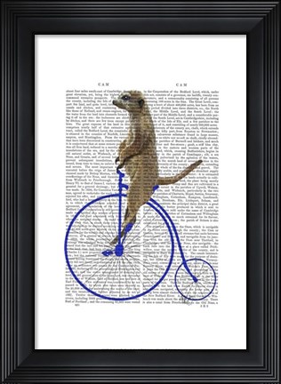 Framed Meerkat On Blue Penny Farthing Print