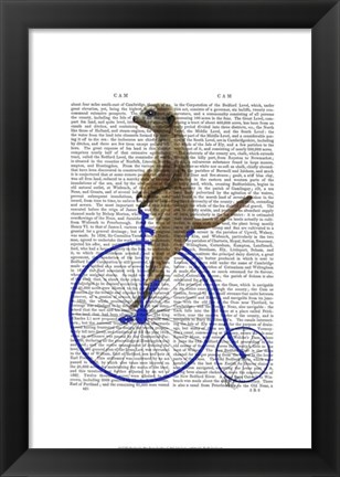 Framed Meerkat On Blue Penny Farthing Print