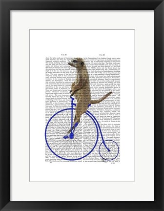 Framed Meerkat On Blue Penny Farthing Print