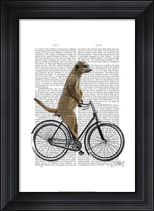 Framed Meerkat on Bicycle Print