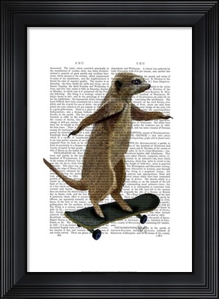 Framed Meerkat On Skateboard Print