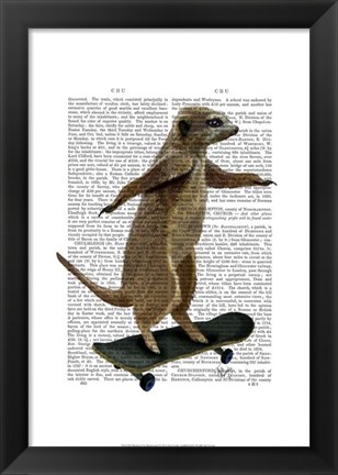 Framed Meerkat On Skateboard Print