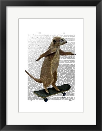 Framed Meerkat On Skateboard Print