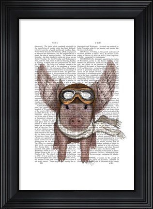 Framed Aviator Piggy I Print