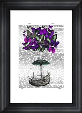 Framed Butterfly Airship 2 Purple and Green Print