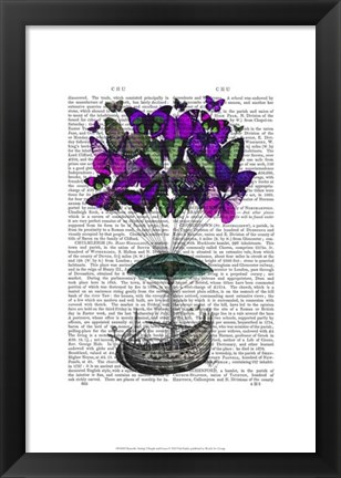 Framed Butterfly Airship 2 Purple and Green Print