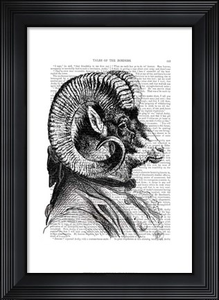 Framed Bighorn Sheep In Suit Print