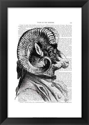 Framed Bighorn Sheep In Suit Print