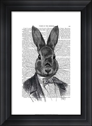 Framed Rabbit In Suit Portrait Print