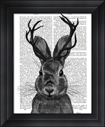 Framed Jackalope with Grey Antlers Print