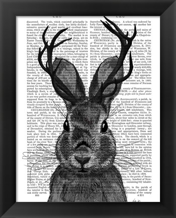 Framed Jackalope with Grey Antlers Print