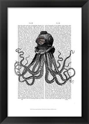 Framed Octopus and Diving Helmet Print