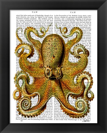Framed Vintage Yellow Octopus Front Print