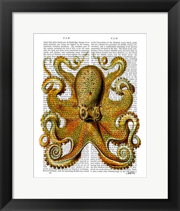 Framed Vintage Yellow Octopus Front Print